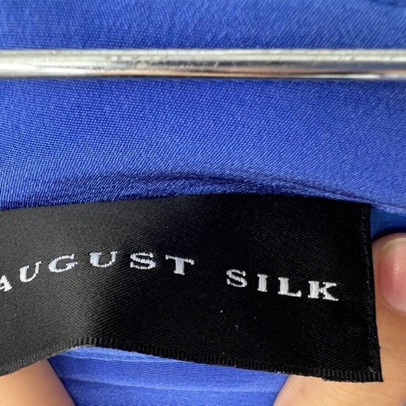 August Silk Womens 10 100% Silk Blue Skirt Zip Woven Career Workwear - Picture 3 of 7